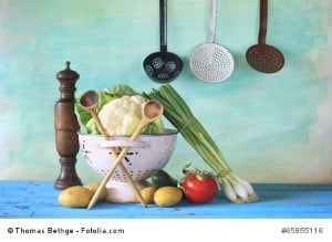 vegetables and kitchen utensils, cooking concept, free copy space